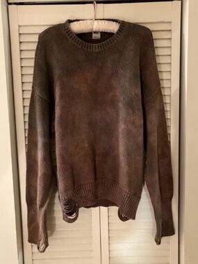 NSF Annabelle Brown Ombré Tie Dye Distressed Sweater